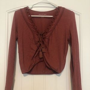 Pink Lace Up Crop Top